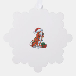 Xmas Lighting Weihnachtsmannmütze Redbone Coonhoun Ornament Karte