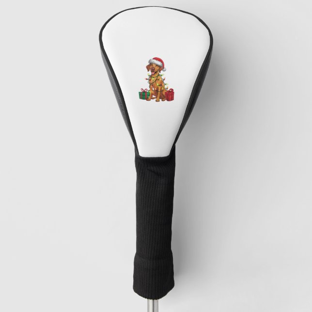 Xmas Lighting Weihnachtsmannmütze Rhodesian Ridgeb Golf Headcover (Vorderseite)