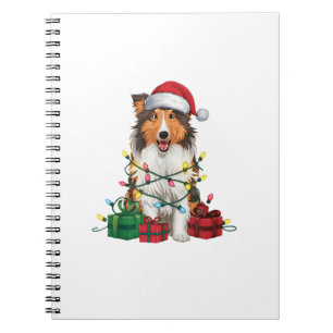Xmas Lighting Weihnachtsmannmütze Rough Collie Dog Notizblock