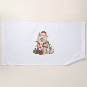 Xmas Lighting Weihnachtsmannmütze Samoyed Dog Weih Strandtuch