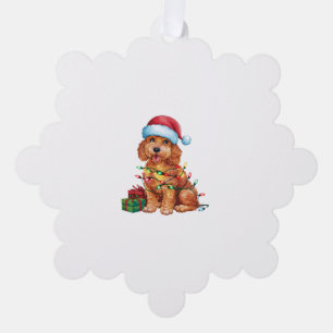 Xmas Lighting Weihnachtsmannmütze Schnoodle Dog We Ornament Karte