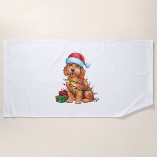 Xmas Lighting Weihnachtsmannmütze Schnoodle Dog We Strandtuch