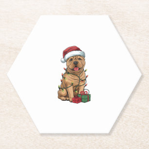 Xmas Lighting Weihnachtsmannmütze Shar Pei Dog Wei Untersetzer