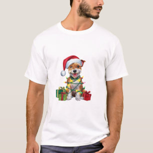 Xmas Lighting Weihnachtsmannmütze Skye Terrier Dog T-Shirt