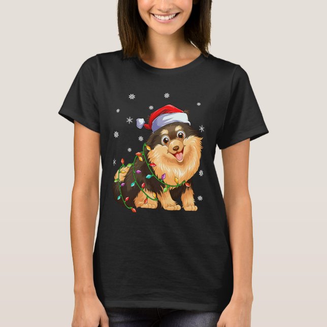 Xmas Lighting Weihnachtsmannmütze Spitz T-Shirt (Vorderseite)