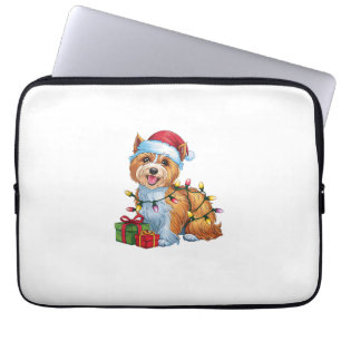 Xmas Lighting Weihnachtsmannmütze Tibetan Terrier Laptopschutzhülle