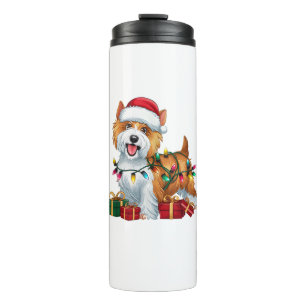 Xmas Lighting Weihnachtsmannmütze Tibetan Terrier  Thermosbecher