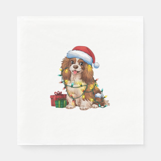 Xmas Lighting Weihnachtsmannmütze Tibetisch Spanie Serviette (Vorderseite)