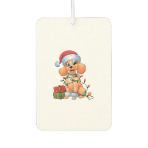 Xmas Lighting Weihnachtsmannmütze Toy Poodle Dog W Autolufterfrischer