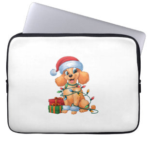Xmas Lighting Weihnachtsmannmütze Toy Poodle Dog W Laptopschutzhülle