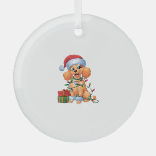 Xmas Lighting Weihnachtsmannmütze Toy Poodle Dog W Ornament Aus Glas