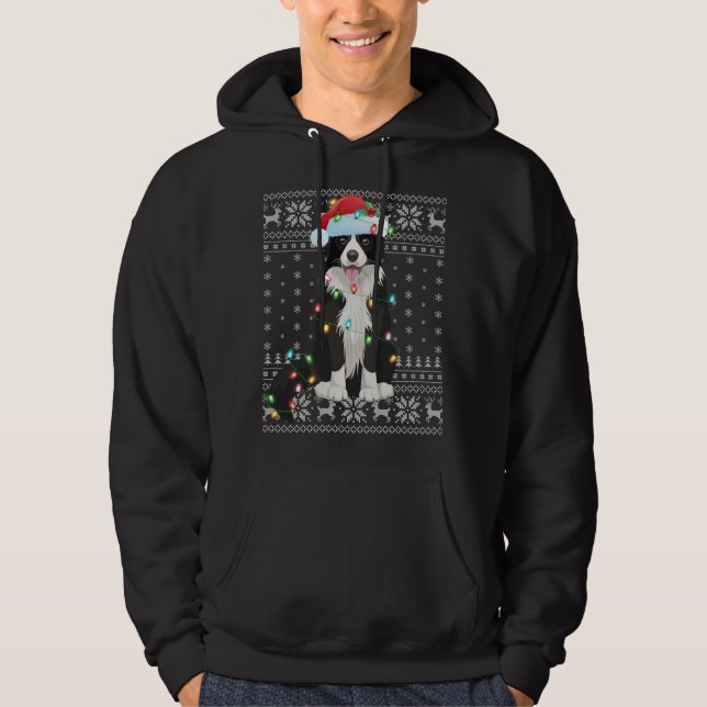 Xmas Lighting Weihnachtsmannmütze Ugly Border Coll Hoodie (Vorderseite)