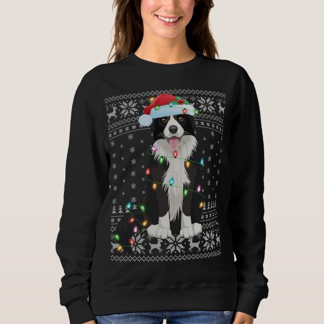 Xmas Lighting Weihnachtsmannmütze Ugly Border Coll Sweatshirt (Vorderseite)