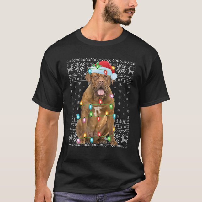 Xmas Lighting Weihnachtsmannmütze Ugly Dogue De Bo T-Shirt (Vorderseite)