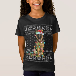 Xmas Lighting Weihnachtsmannmütze Ugly German Shep T-Shirt