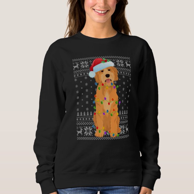 Xmas Lighting Weihnachtsmannmütze Ugly Goldendoodl Sweatshirt (Vorderseite)