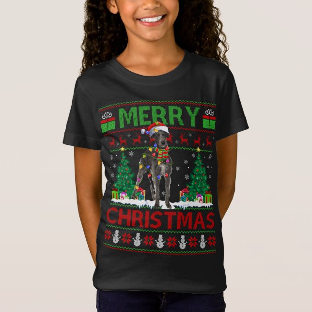 Xmas Lighting Weihnachtsmannmütze Ugly Irish Wolfh T-Shirt (Vorderseite)