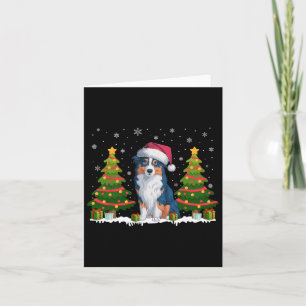 Xmas Lights Australian Shepherd Dog Santa Christma Karte