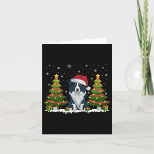 Xmas Lights Border Collie Dog Weihnachtsmannmütze Karte