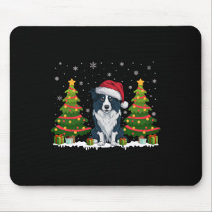 Xmas Lights Border Collie Dog Weihnachtsmannmütze Mousepad