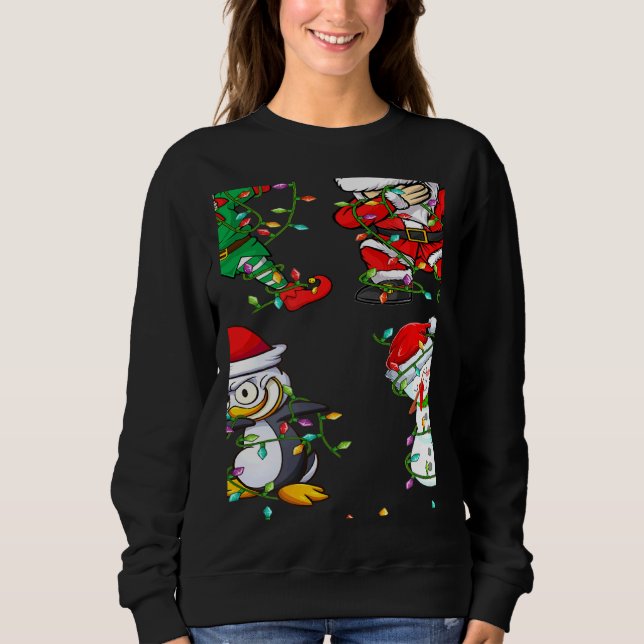 Xmas Lights Dabbing Santa Elf Friends Christmas Da Sweatshirt (Vorderseite)