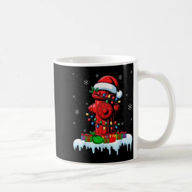 Xmas Lights Fire Hydrant Firefighter Christmas  Kaffeetasse (Rechts)