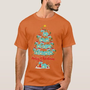 Xmas Lights Funny Santa Brontosaurus Dinosaur Chri T-Shirt