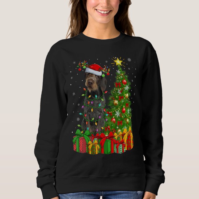 Xmas Lights German Wirehaired Pointer Dog Christma Sweatshirt (Vorderseite)