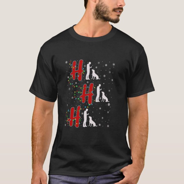 Xmas Lights HO HO HO Hund Trainer Funny Ugly Chris T-Shirt (Vorderseite)