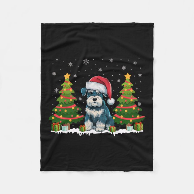Xmas Lights Miniatur Schnauzer Dog Santa Christma Fleecedecke (Vorderseite)