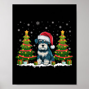 Xmas Lights Miniatur Schnauzer Dog Santa Christma Poster