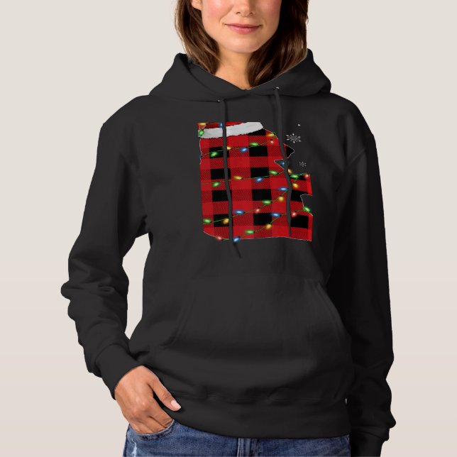 Xmas Lights Red Buffalo Plaid Panda Christmas Paja Hoodie (Vorderseite)
