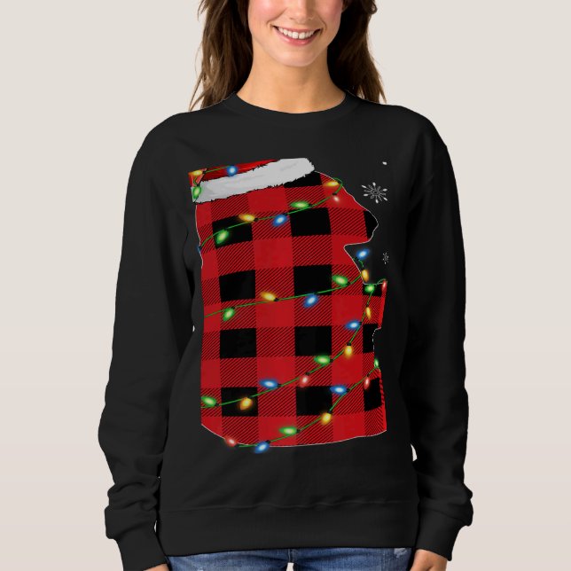 Xmas Lights Red Buffalo Plaid Panda Christmas Paja Sweatshirt (Vorderseite)