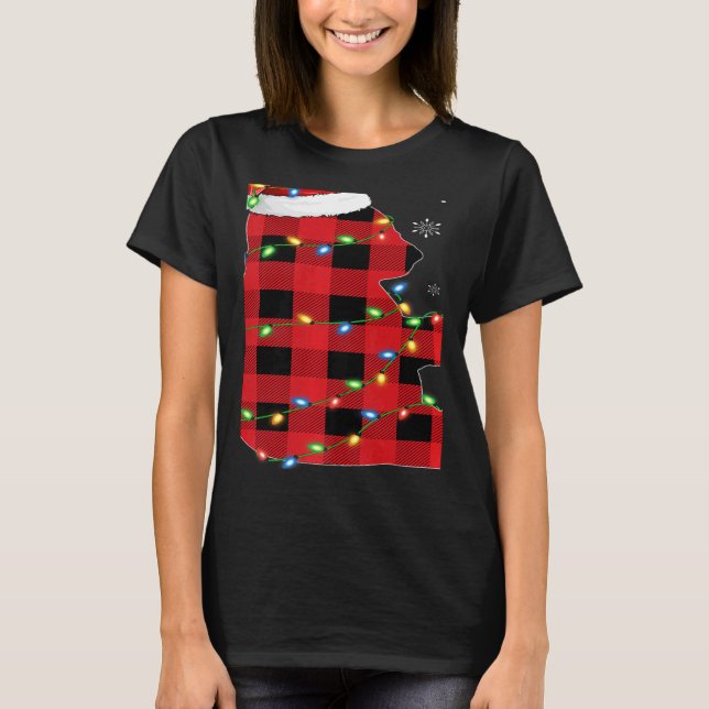 Xmas Lights Red Buffalo Plaid Panda Christmas Paja T-Shirt (Vorderseite)