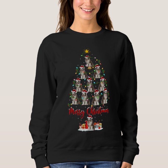Xmas Lights Santa Bearded Collie Dog Christmas Tre Sweatshirt (Vorderseite)