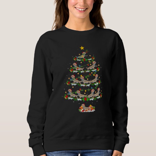 Xmas Lights Santa Bearded Dragon Christmas Tree Sweatshirt (Vorderseite)