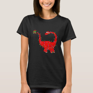 Xmas Lights Santa Brontosaurus Dinosaurier Weihnac T-Shirt