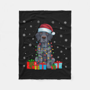 Xmas Lights Santa German Kurzhaarige Pointer Dog C Fleecedecke