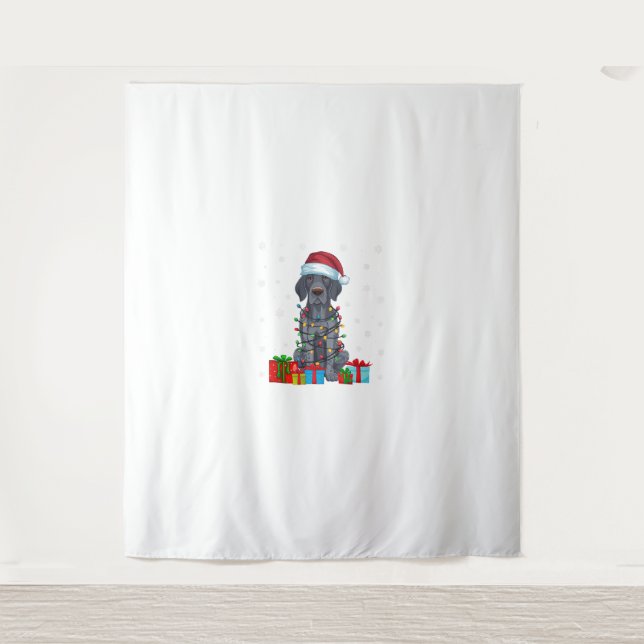 Xmas Lights Santa German Kurzhaarige Pointer Dog C Wandteppich (Vorderseite)