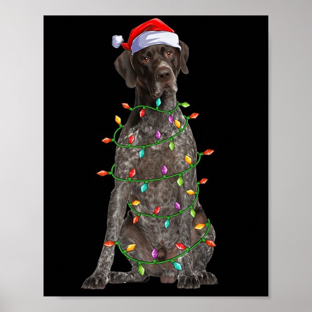 Xmas Lights Santa German Shorthaired Inter Dog Chr Poster (Vorne)