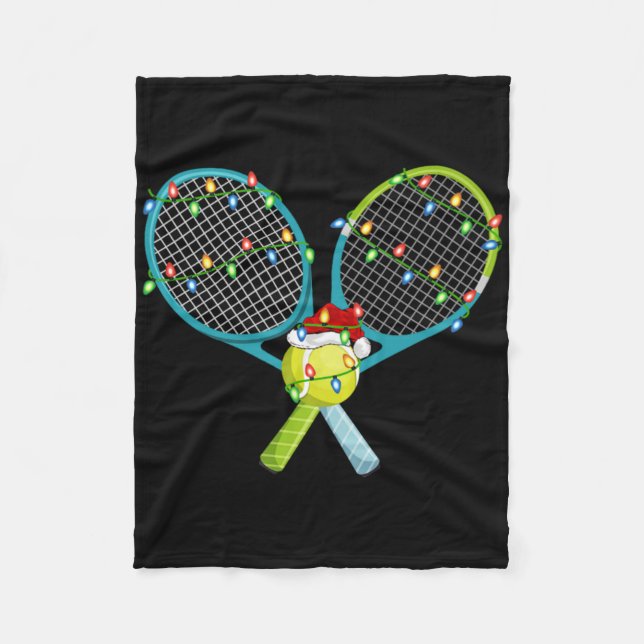 Xmas Lights Santa Hat Tennis Christmas Premium  Fleecedecke (Vorderseite)