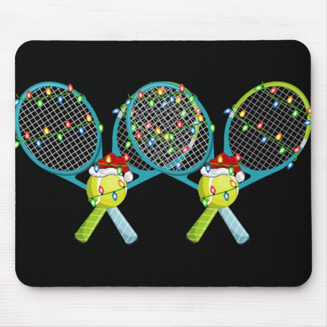 Xmas Lights Santa Hat Tennis Christmas Premium T S Mousepad (Vorne)