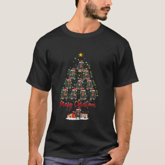 Xmas Lights Santa Portugiesischer Wasserhund Weihn T-Shirt