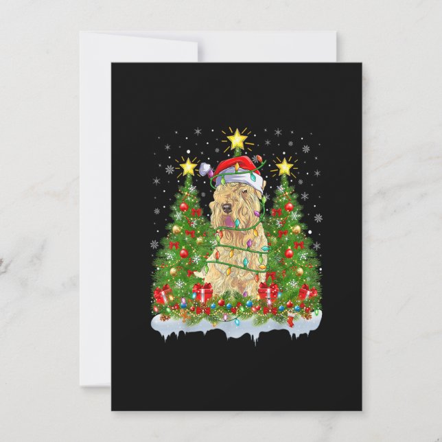 Xmas Lights Santa Wheaten Terrier Dog Christmas Tr Einladung (Vorderseite)