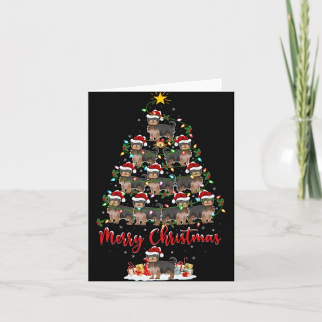 Xmas Lights Santa Yorkshire Terrier Dog Christmas  Karte (Vorderseite)