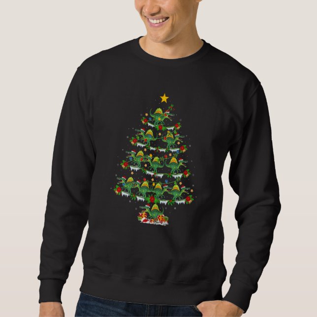 Xmas Lights Spinosaurus Dinosaur Christmas Tree Sweatshirt (Vorderseite)