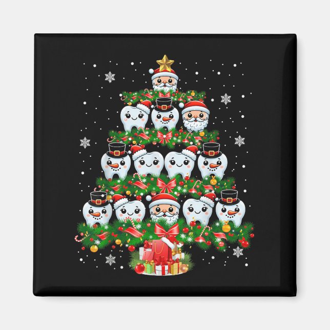 Xmas Lights Teeth Doctor Dentist Tooth Teeth Chris Magnet (Vorne)