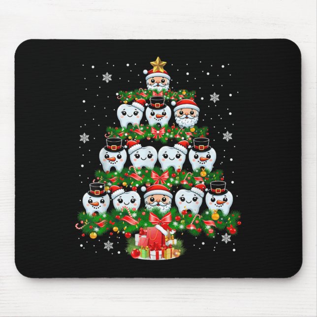 Xmas Lights Teeth Doctor Dentist Tooth Teeth Chris Mousepad (Vorne)