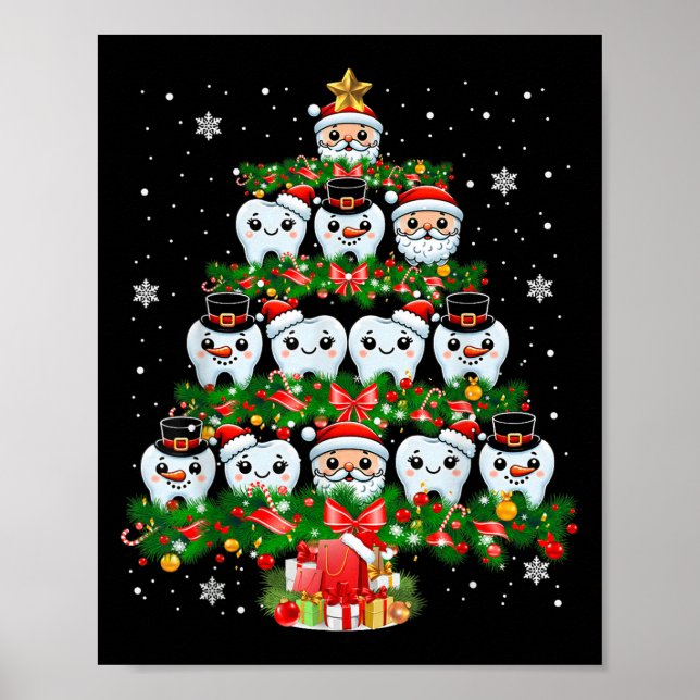 Xmas Lights Teeth Doctor Dentist Tooth Teeth Chris Poster (Vorne)
