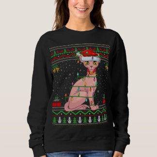 Xmas Lights Ugati Sweater Style Santa Sphynx Cat C Sweatshirt